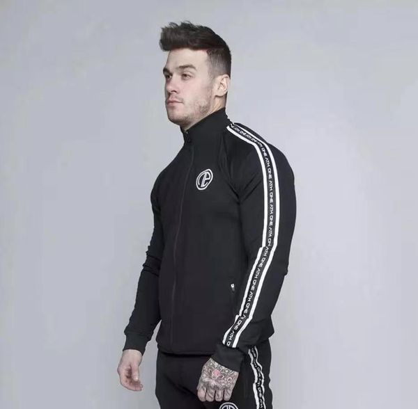 

2019 spring men running jacket striped print fitness zipped cardigan coat training cotton windbreaker baseball jacket, Black;red