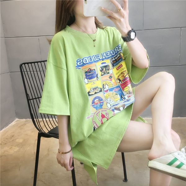 

european goods 2020 fashionable large size women's large edition clothing loose short-sleeved t-shirt women's western style half-s, White