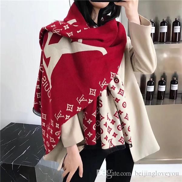 

fashion designers scarf lady super europe luxurys winter cashmere soft scarf for women brand letter printing gift 180cm *70cm, Blue;gray
