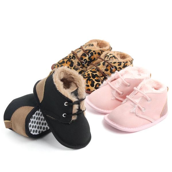 Зима младенческой малыш мальчик дети кроссовки Prewalker первые ходунки новорожденный супер теплый мягкий низ противоскользящая обувь