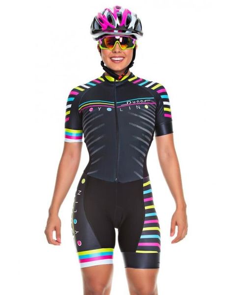 

triathlon skinsuit summer sports women short sleeve cycling jersey set jumpsuit roupa ciclismo feminina uniforme, Black;blue