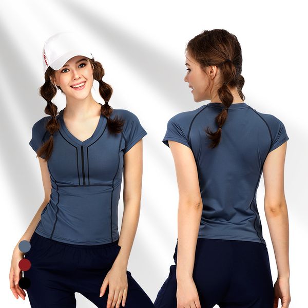 

2019 workout for gym women comfortable sport woman fitness yoga sports shirt short sleeve jogging running female, White;red
