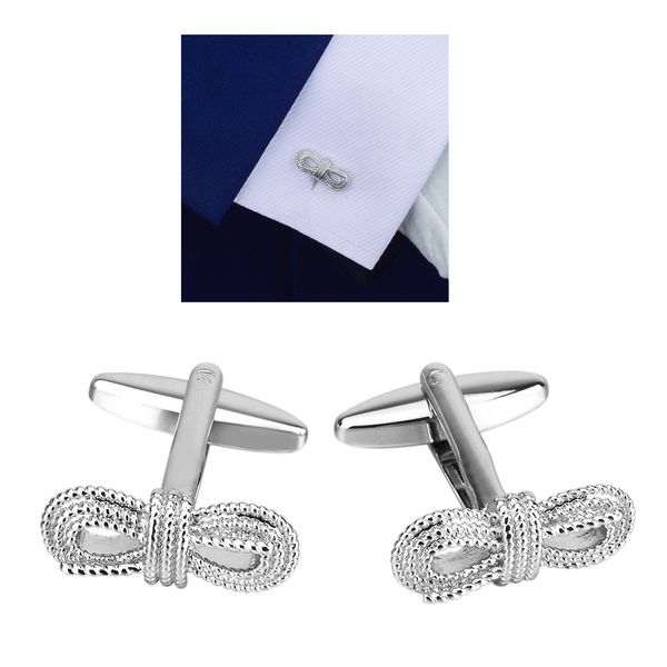 

cufflink man fashion christmas tree decoration shirt gift-polish bow, Silver