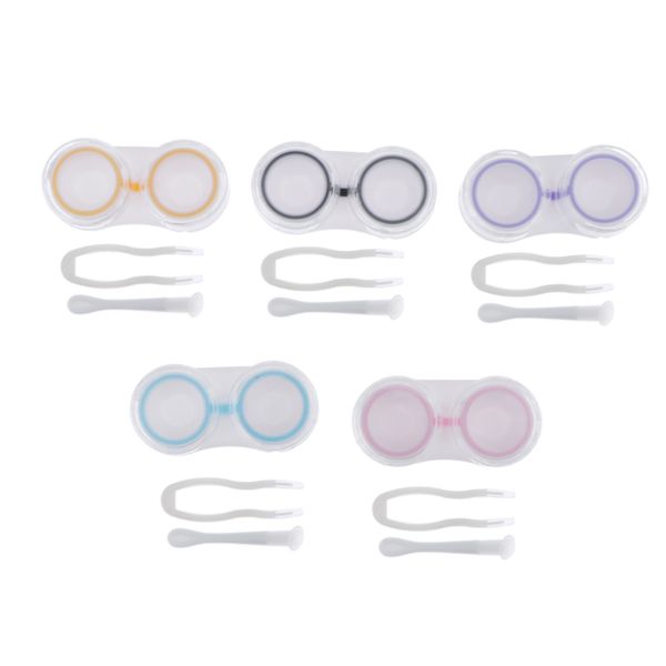 

5 colors portable lens storage box transparent pink glasses case