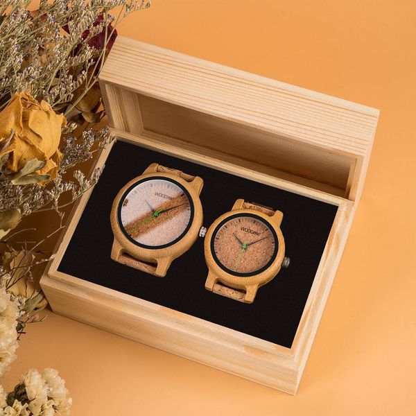 

simple design couple watches wooden timepiece handmade cork strap bamboo women watch in gift box accept custom drop shipping, Slivery;brown