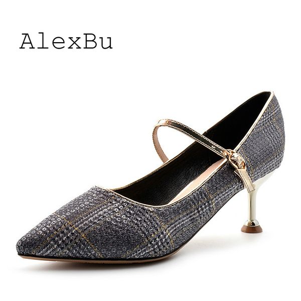 

alexbu new women's high heel shoes for lady wedding party pumps woman pointed toe wedding shoes elegant thin heel shoe autumn, Black