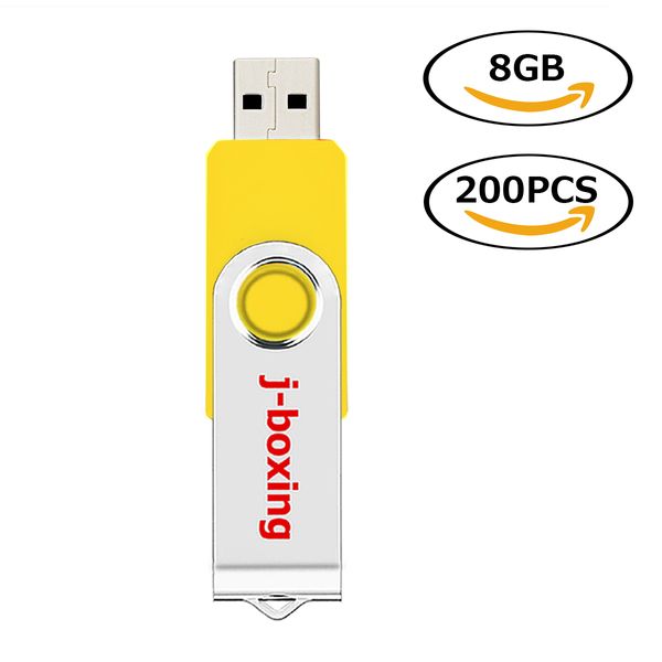 j_boxing 200x 8gb unidades flash USB unidades de caneta flash dobrável armazenamento de caneta de polegar para laptop de computador Macbook Indicador LED multicolor