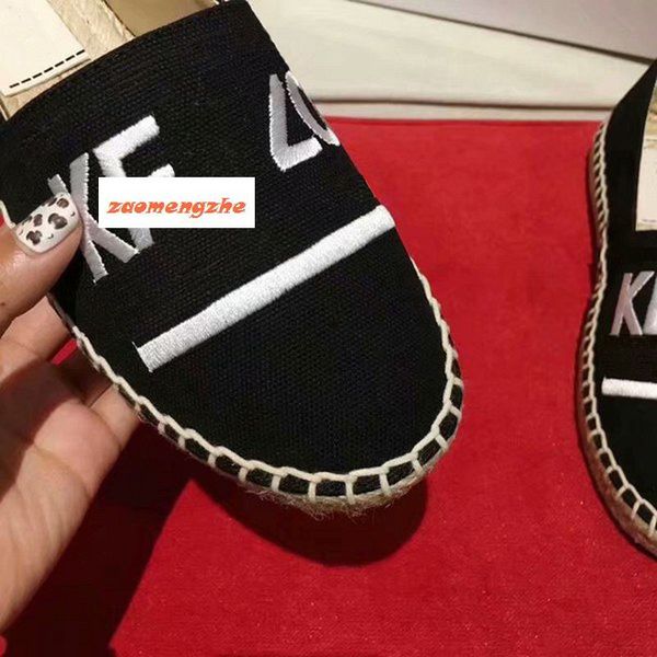 

новый модный вышитых соломы сплетенного обувь рыбак пара обуви, Black