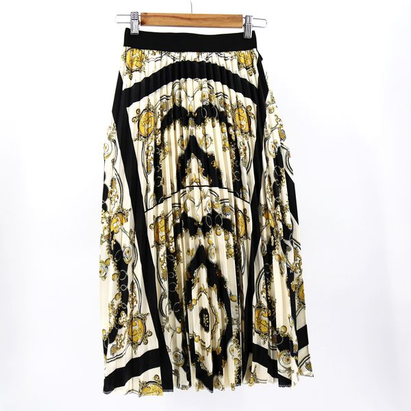 

pleated retro skirt summer patterns fashion cartoon character skirt waist women elastic waist long skirts female, Black