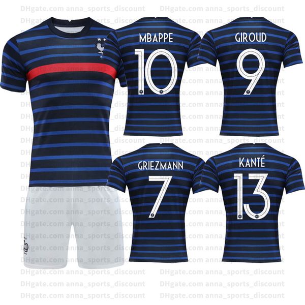 

2020 football training uniforms home jersey short-sleeved suit french national team 10 mbappe comfortable and breathable club match clothing, Black;yellow
