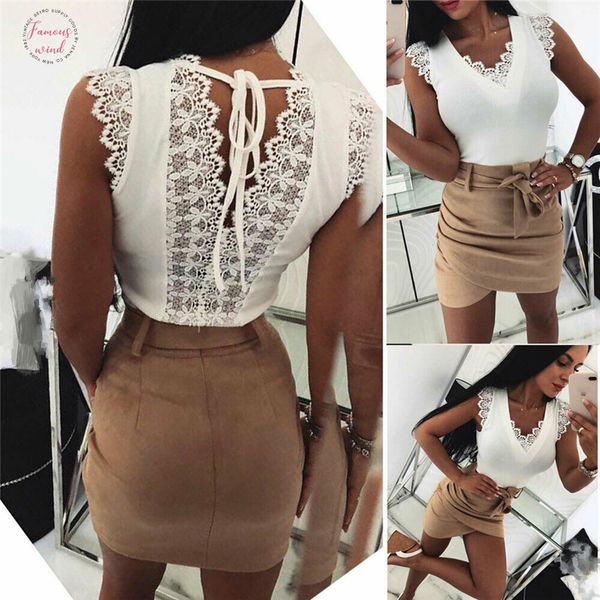 

womens tanks v neck lace t shirt blouse ladies summer sleeveless vest camisole white and black fashion clothing 2020