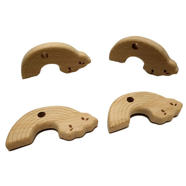 

4pcs beech wooden rainbow shape teethers nature baby teething toy organic eco-friendly wooden teething holder nursing baby teether diy acce