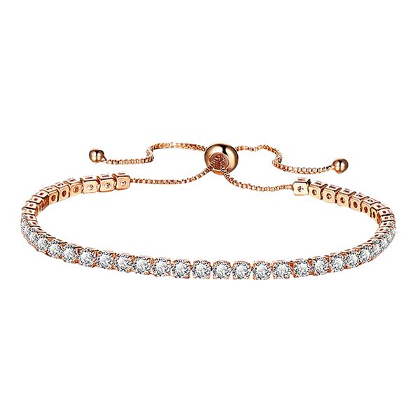 

women fashion adjustable chain bracelet crystal rhinestone cubic zirconia bracelet, Golden;silver