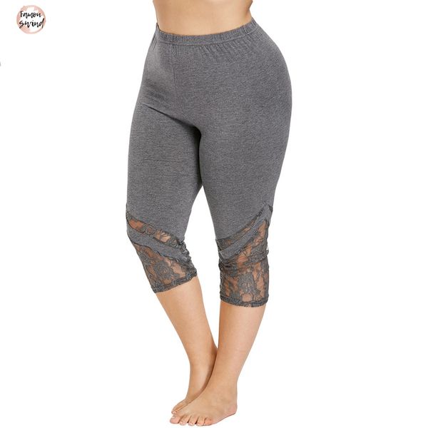 

lace trim pants capri plus size leggings women workout fitness legging length women summer leggings push up leggings, Black;white