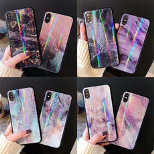 

new colourful marble tempered glass case phone case for iphone 6 6s 7 8 plus x xs max xr soft silicone back cover cases antifall