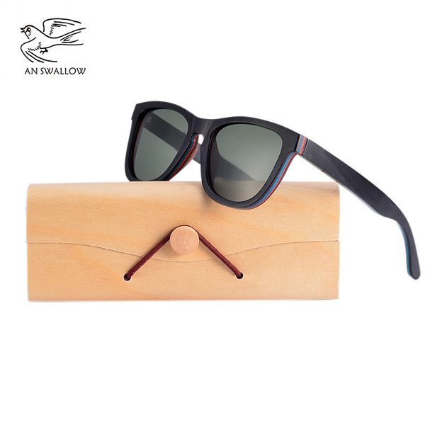 

an swallow brand design men sunglasses bamboo sunglasses handmade wooden frame polarized mirror lens classic gafas de sol uv400 y200415, White;black
