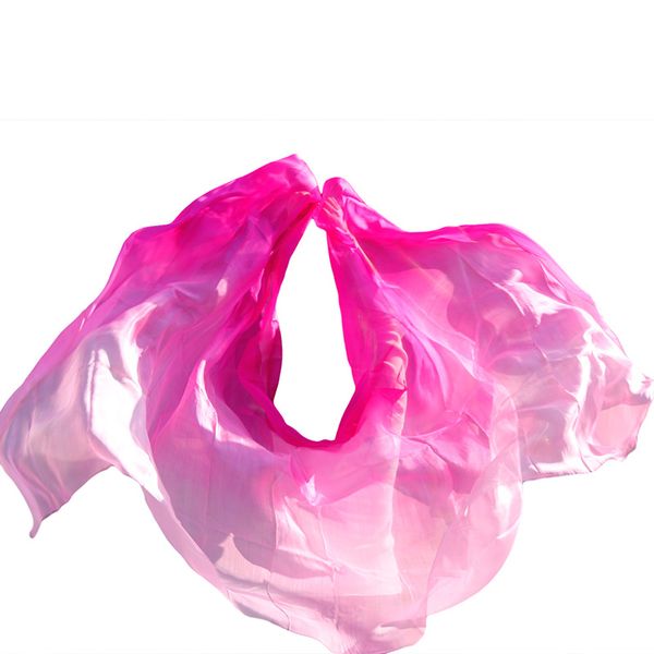 

100% silk belly dance veil belly dance props veil rose+pink+light pink practice performance silk veils 250/270x114cm, Black;red