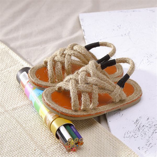 

summer popular new woven children's sandals girls trend casual shoes baby breathable toddler shoes boys rope roman, Black;red