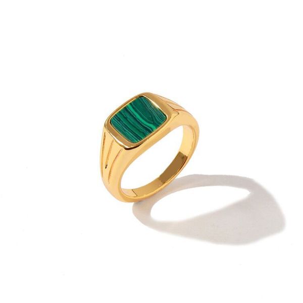 

luxury gold ring gift fashion new brand green malachite ring temperament beautiful for women charm love ring jewelry, Silver