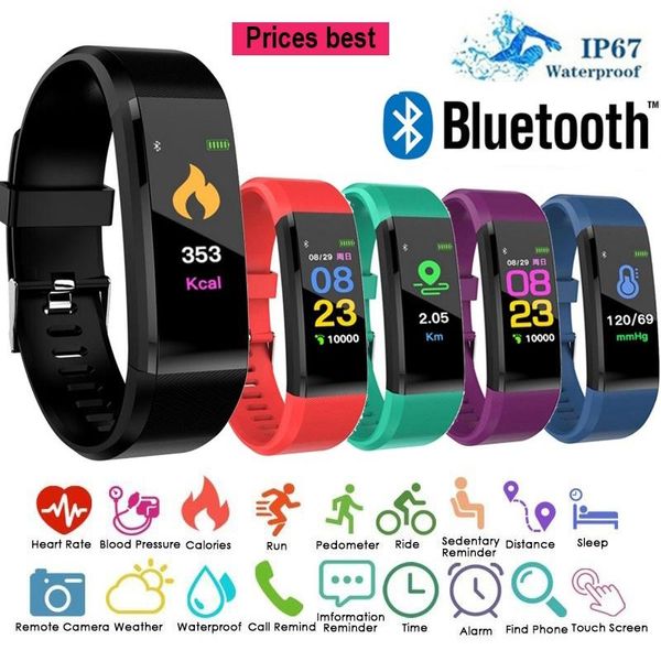 

115 Plus smart band sports fitness bracelet tracker color screen blood pressure heart rate monitoring watch Samsung Huawei xiaomi