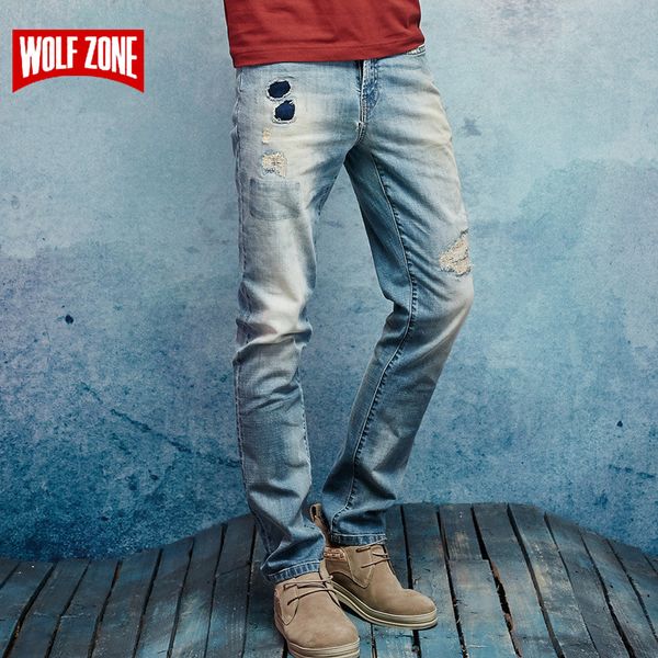 

fashion 2017 spring and summer jeans men homme mens new high-quality slim straight males mid full length pants, Blue