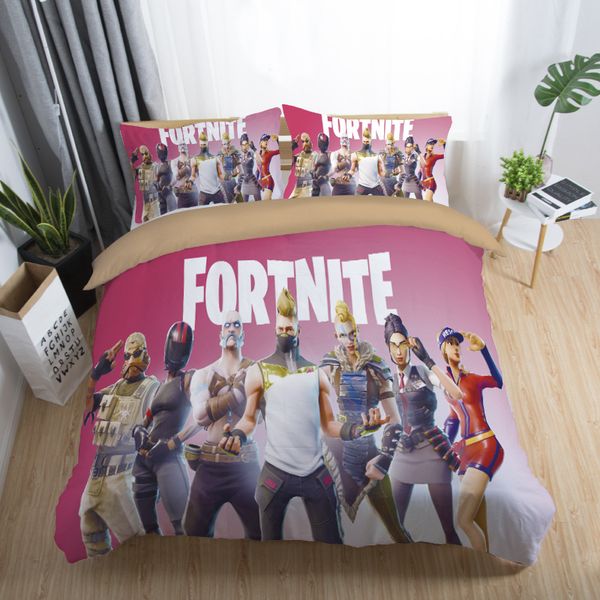 

2019 fortnite cute anime series three-pieces set bedding luxury quilt set flower bed linen bedding outlet life sets for kids home decoration