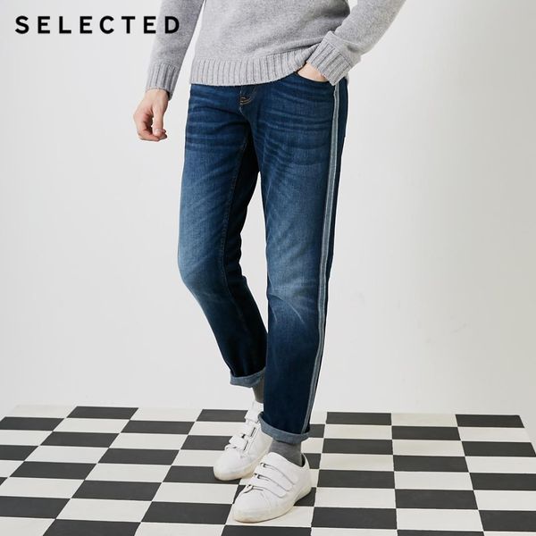 

zxj2.3 slade winter ribbon decorative mid-waist straight cylinder men's jeans s | 418432519, Blue