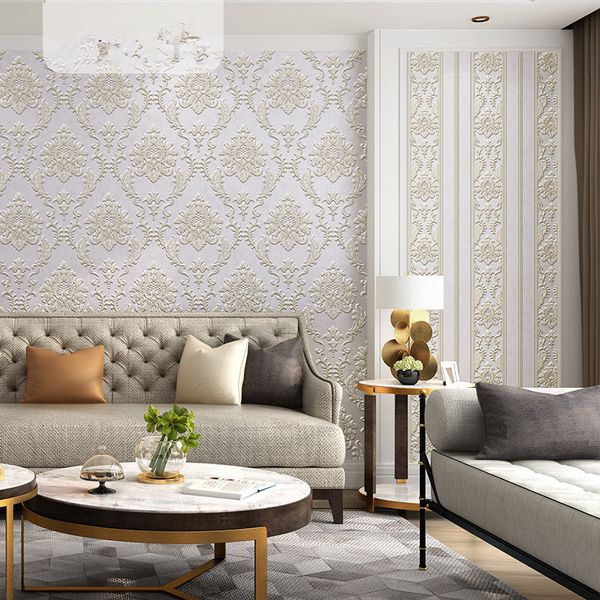 

высокое качество 3d стерео damascus комната обои спальни гостиной теплые полосы европейский стиль обои роскошь тв стены