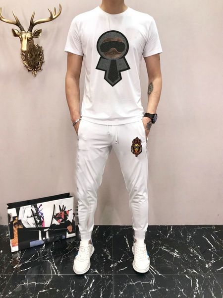 

designer men's tracksuits sets luxury jogging suits short sleeve t shirt and long pants spring summer fashion brand sportswear sets 2pc, Gray