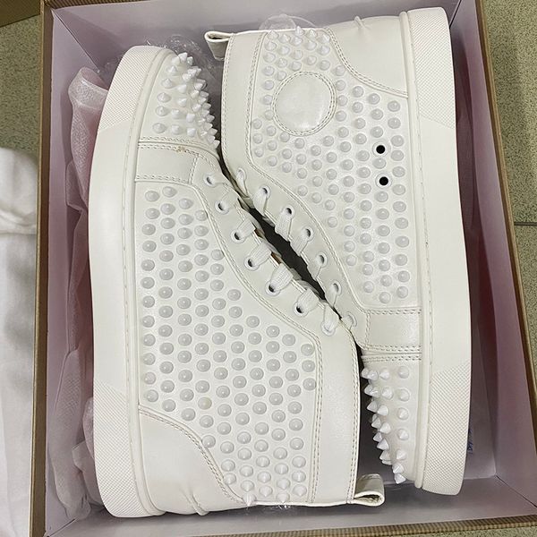 

white spikes red bottoms sneakers orlato spikes flat trainers high -men women red bottoms shoes party wedding shoes, Black