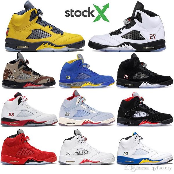 

2020 trophy room 5s ice blue men basketball shoes 5 laney yellow bred red suede white cement metallic black designer sport sneaker 40-47