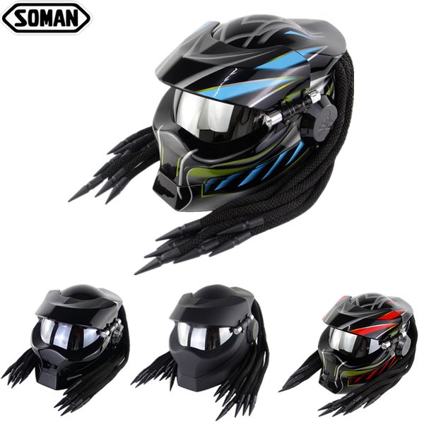 

helmet black cool custom motorcycle helmet flip up capacete silver visor helmets men street casco moto helmets