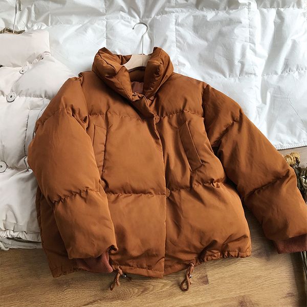 

thicken women parkas 2019 new casual stand collar loose cotton coat female warm cotton padded winter coat women winter, Black