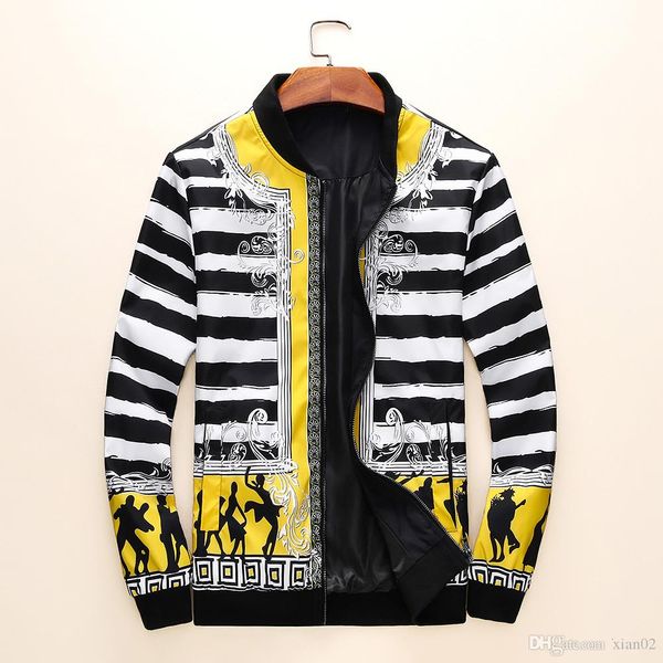 

brand designer 2019 fashion luxury trend men's jacket jacket zipper sweater sports windbreaker jacket -11, Black;brown