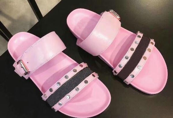 

2019 brand designer rubber slide sandals floral brocade ladies slippers flat slippers female striped beach casual slippers 35-41, Black