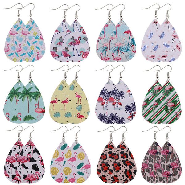 

bohemia кожа pu flamingo серьга двухсторонней печать животные серьга водослив форма кожа eardrop женщина jewelry себе подарки, Silver