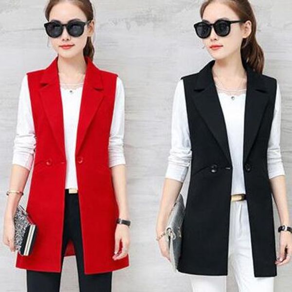 

elegant long for women summer slim long vests female cardigan vest black female coat dc777, Black;white