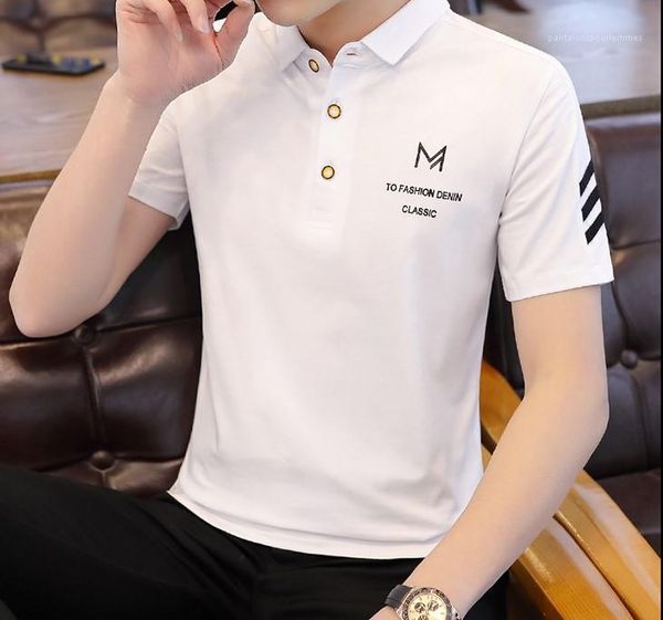 

summer mens clothes classic tees mens designer casual solid polos short sleeved turn down collar, White;black