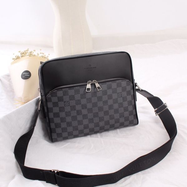

2019 black grid letter genuine leather women me age bag handbag pochette meti houlder bag cro body retro bag n41408