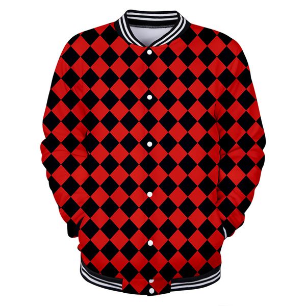 

2019 fashion anime ghost blade 3d baseball jacket men women black and white plaid street hip hop hoodies casual coats sudadera, Black;brown