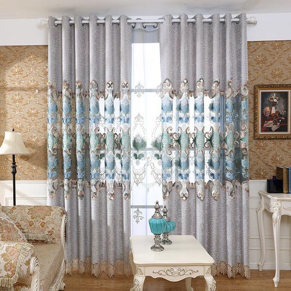 

european deluxe chenille jacquard shading curtains for living dining room bedroom