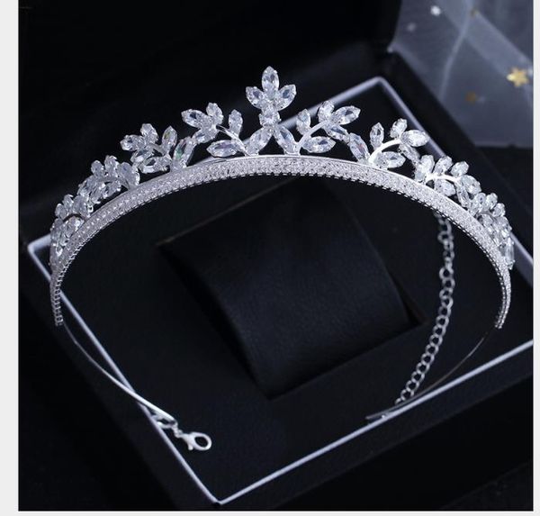 

korean zircon marriage crown headdress crown hair hoop ornaments stage show crown performance, Slivery;golden