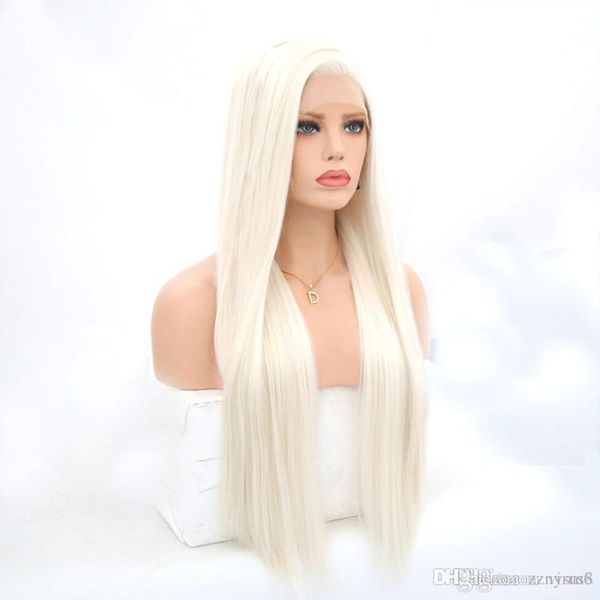 

high temperature fiber glueless brown roots to light blond silky straight heat resistant daily synthetic front lace wig with baby hair wsxc, Black