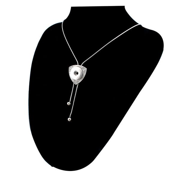 

10pcs/lot trendy ethnic style tassel adjustable heart pendant snap button necklace women fit diy 18mm snap button jewlery, Silver