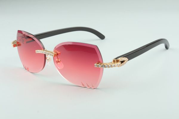 

2019 t3524017-3 trimming cutting lenses xl diamonds sunglasses, natural black buffalo horns temples glasses, size: 18-140mm, White;black