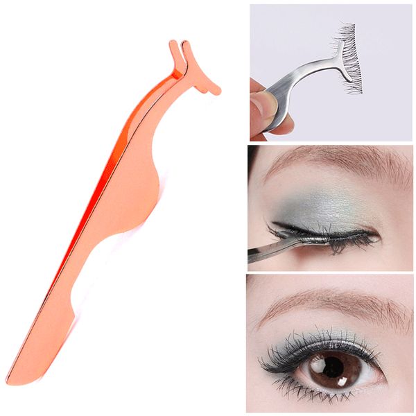 

new 1pc false eyelash tweezers fake eye lash applicator eyelash extension curler nipper auxiliary clip clamp makeup forceps tool