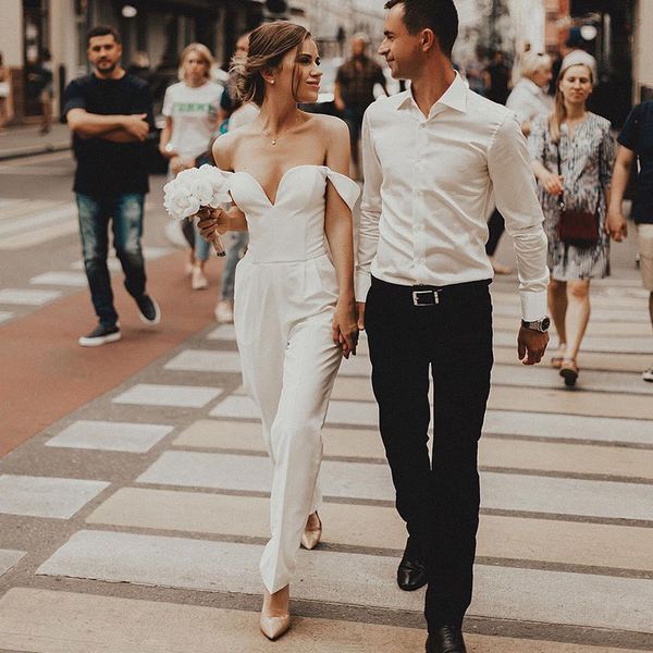 

Beach Jumpsuits Wedding Dresses Off The Shoulder Country Bohemian 2019 Wedding Dresses Bridal Gowns robe de mariée