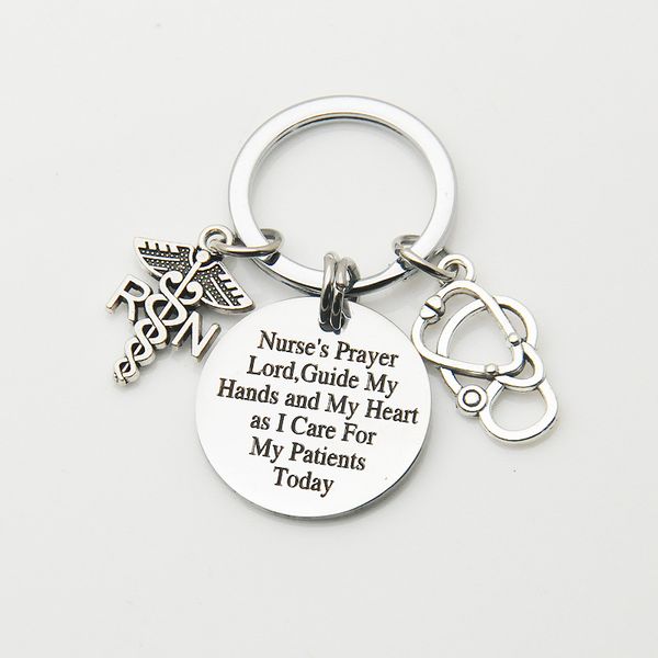

's prayer hat day gift stainless steel keychain memorial collection, Silver