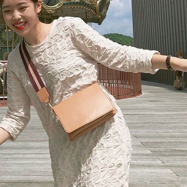 

retro female square bag 2019 new envelope pu leather women's designer handbag wide striped shoulder straps messenger bags oc322