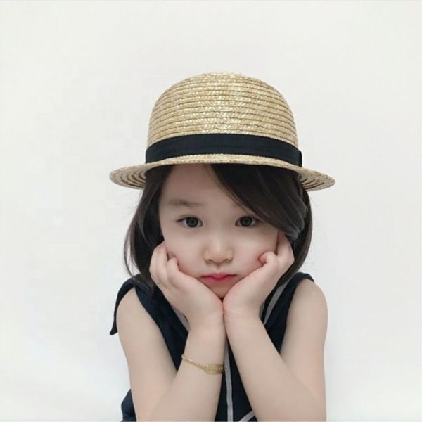 

50-52cm children travelling straw hat with round crown short brim